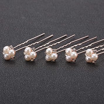 WILLBOND 18 Pcs Pearl Hair Pins Bridal Wedding Hair Accessories Crystal Bobby Pin for Brides Bridesmaids Flower Women Girls(Rose Gold)