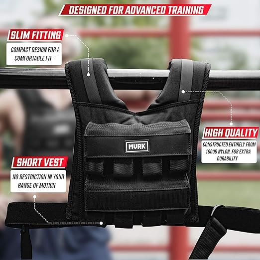 MVRK Weighted Vest Men - Adjustable to fit S-XXL: 18lbs | 28lbs | 35lbs | 45lbs | 65lbs- Weighted Workout Vest With Iron Weights, Heavy Duty Weighted Exercise Vest For Functional Training -Slim Design