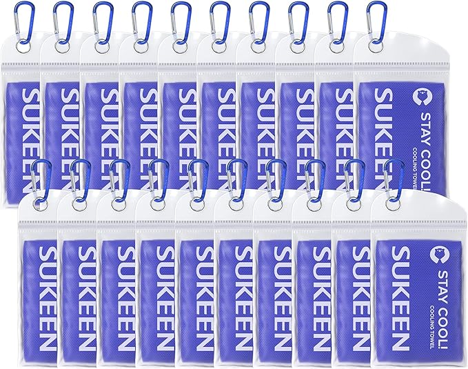 Sukeen Cooling Towels for Neck and Face (40"x12"), 20 Pack, Royal Blue, PVA Material, Reusable