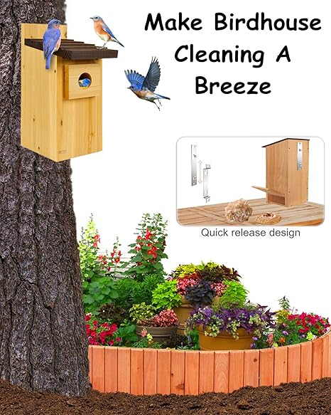 Quick Release Bird Box Hanger Bracket, GS Alderaul 4 Sets Galvanized Steel Bird House Mounting Bracket, Bluebird House Wall Mount, Bird Nesting Box Hanger for Owl House, Squirrel Nest Box, and More.