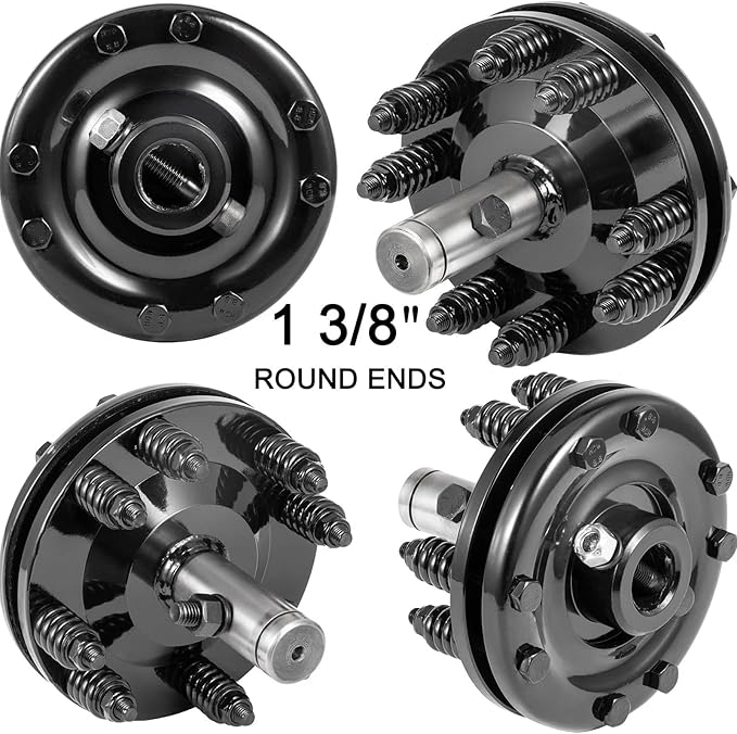 1 3/8" Smooth Round Ends PTO Friction Clutch For Tractor, Carburized Steel Adjustable Rotary Black Brush Hog Slip Clutch