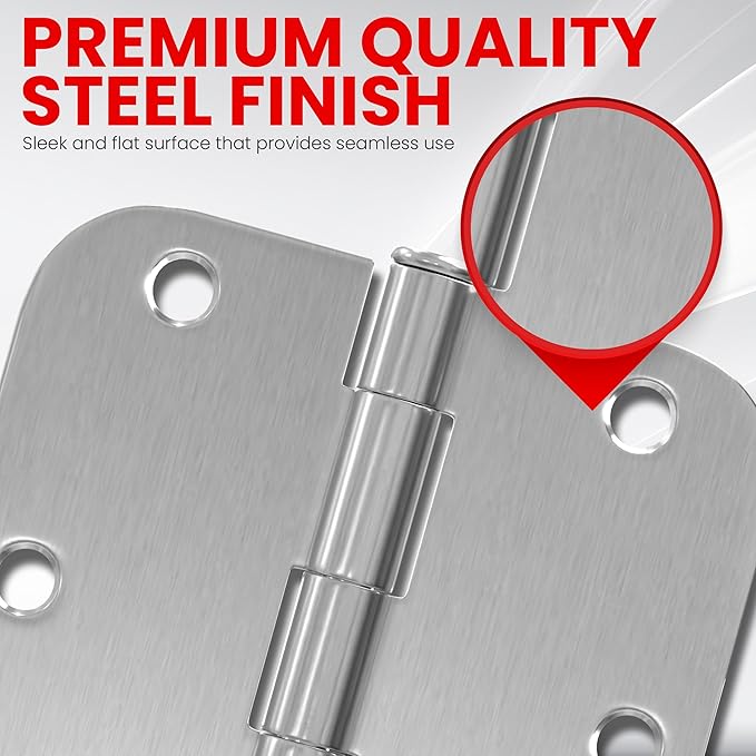 Utopia Home Pack of 1 Rounded Interior Door Hinges, 3.5 Inch, 58" Radius Edges, 3 x 3 inch, Both Interior and Exterior (Silver)