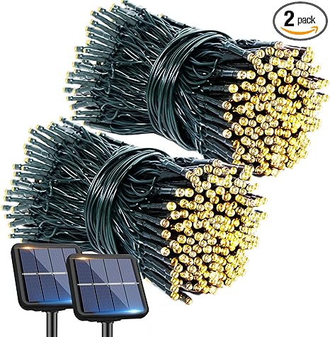 btfarm 2 Pack Solar String Lights Outdoor, 240LED 78Ft Solar Christmas Lights Outside Waterproof, 8 Modes Solar Powered Tree Twinkle Light for Garden Yard Patio Party Decoration,Warm White