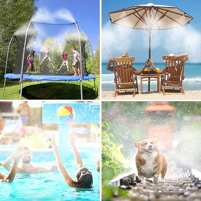 Misters for Outside Patio, 50 FT Misting System for Cooling Outdoor, Mister System for Outside Patio Producing Water Mist in Backyard, Trampoline, Porch, Deck, Umbrella, Garden