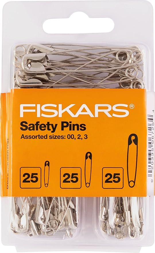 Fiskars 27-Piece Travel Sewing Set with Case - Craft Supplies - Orange Assorted Safety Pins - Assorted 3-Size Safety Pin Set - Sewing Accessories and Supplies - 75-Piece