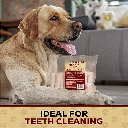 All Natural Dog Chew Treats - Premium Rawhide Rolls, 5-6 Inch - Long Lasting Grass Fed Free Range Beef Hide - Small/Medium Dogs 25 Count