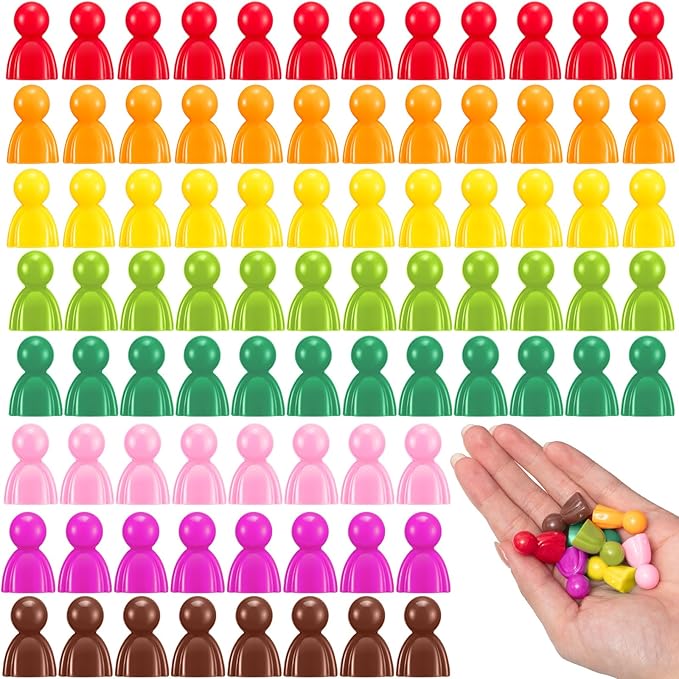 Liliful 200 pieces of multicolor plastic board game, board game tokens, ideal for sorting, counting, spare parts, 8 colors