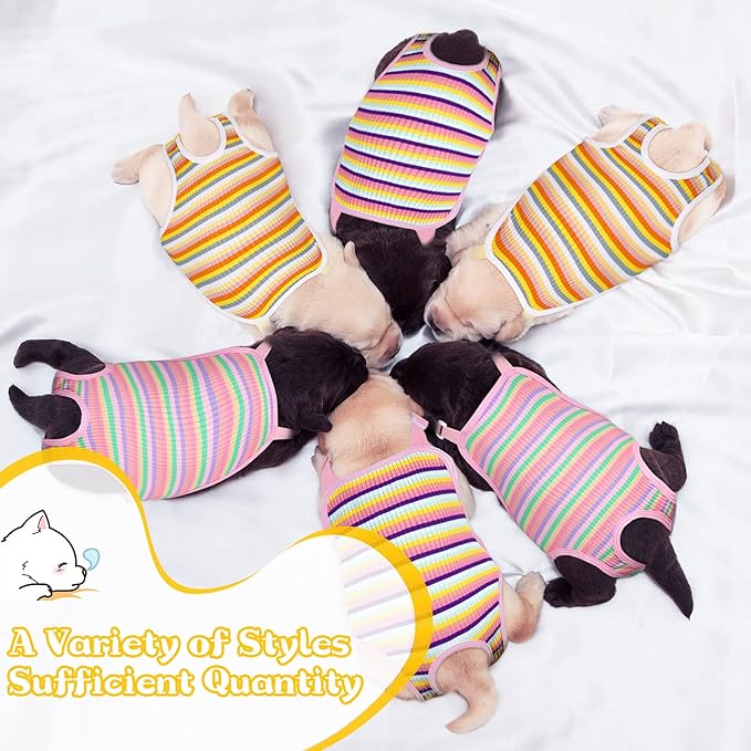 Nuanchu 3 Pcs Female Dog Diaper Sanitary Panties with Adjustable Suspender, Washable Reusable Doggie Diapers for Small Medium Large Dog in Heat Period Menstrual Pet Cats Ducks(Rainbow Pattern,XL)