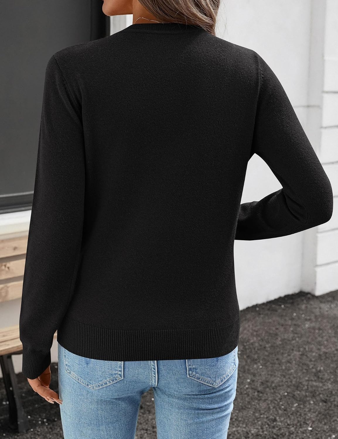Womens Sweaters 2026 Trendy Long Sleeve Knit Pullover Light-Weight Crewneck Sweater Top S-XXL