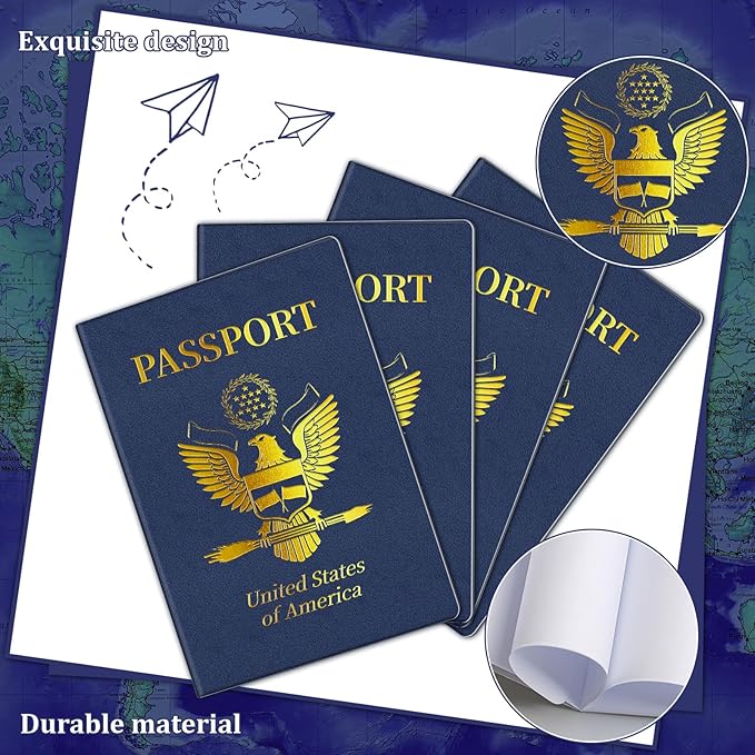 18 Pcs Blank Passport Notebook Fake Passport Books for Kids Travel Journal 4 x 5.5Inch Blank Passport Notebook World Travel Pretend Activity Classroom School Projects Theme Party Favors