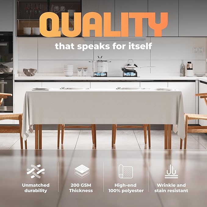 60 x 102 inch rectangular tablecloth, 6-foot tablecloth, washable polyester