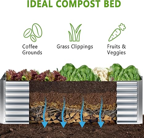 2PCS 4x2x1FT Galvanized Raised Garden Bed,Planter Raised Beds-Metal Garden Box,Large Plant for Outdoor Planting, Vegetables Bed,Flower,Herb-Sliver