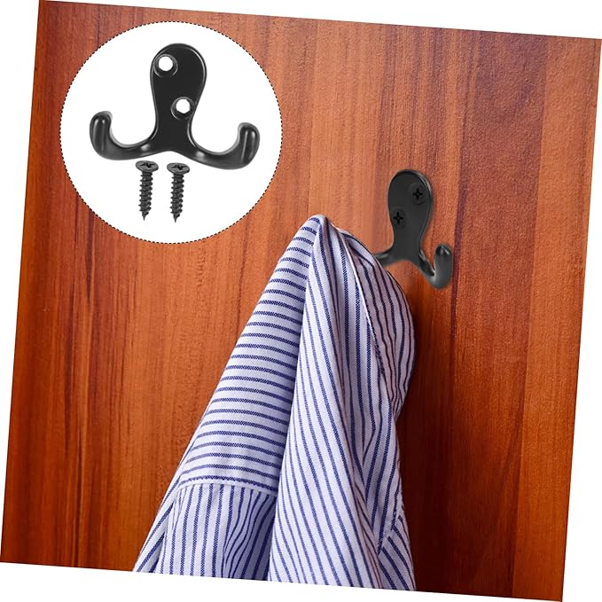 ABOOFAN 10-Piece Double Prong Coat Hook Set Wall-Mounted Towel and Mug Rack Sturdy Metal Hook for Hanging Coats Bags Hats and Towels for Home and Office