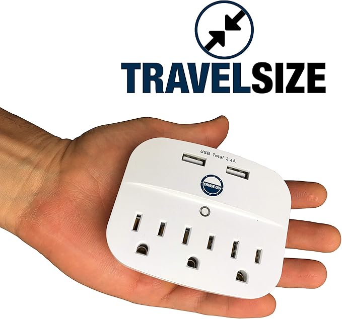 Cruise Approved Power Strip - Non Surge Protector for Cruise Ship with 2 USB Outlets - Cruise Ship Essentials 2024 for Carnival, Princess, Norwegian, Holland America, MSC Major Cruise Lines (White)