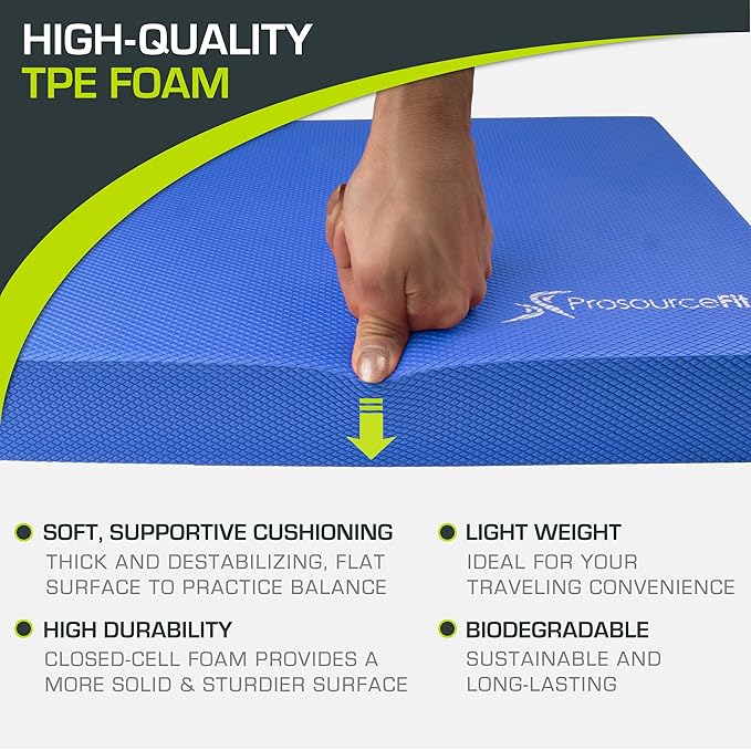 ProsourceFit Exercise Balance Pad - Non-Slip Cushioned Foam Mat & Knee Pad for Fitness and Stability Training, Yoga, Physical Therapy 15.5"x12.75"