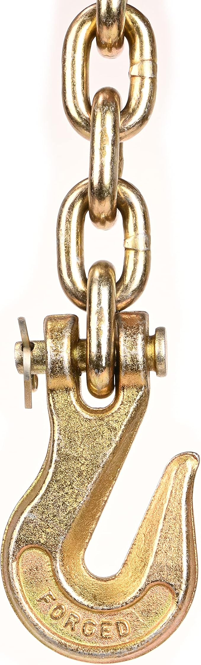 AAIN G80 Heavy Duty Transport Chain 516 Inch x 10 Foot, Load Binder Tow Lock Chains with G70 Clevis Grab Hooks, 4,900 lbs Safe Working Load for Loading Tie Down Fixed Cargo Flatbed Truck Trailer