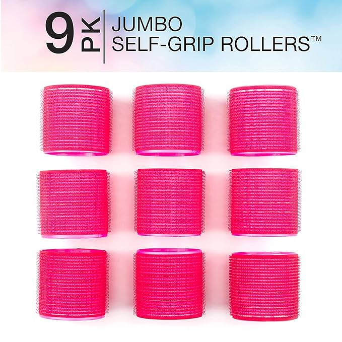 Conair Self Grip Extra Large Hair Rollers 9 Pack With Storage Bag And 75ct Black Bobby Pins