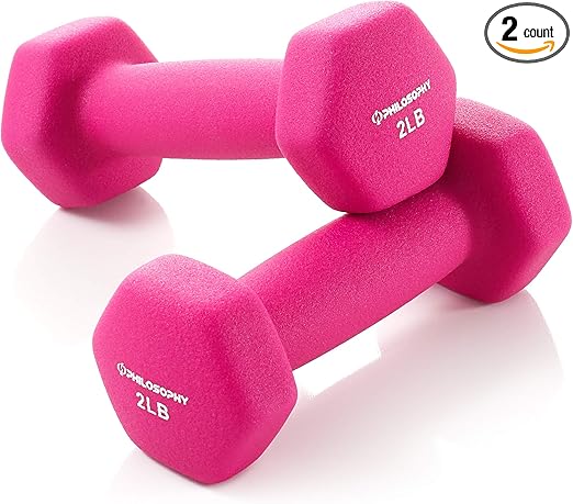 Philosophy Gym Set of 2 Neoprene Dumbbell Hand Weights, Hexagon Shape