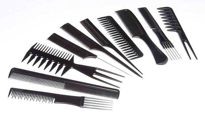 Diane D7901 Assorted Comb Kit - 10 PC Set (Black)
