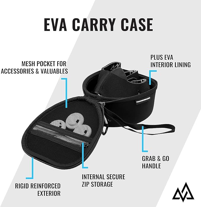 Training Mask Hard Carry Case with Quick Zip Pouch - Internal Soft Webbing for Any Workout, Cardio and Endurance, Fitness, Breathing Resistance, Running (Black)