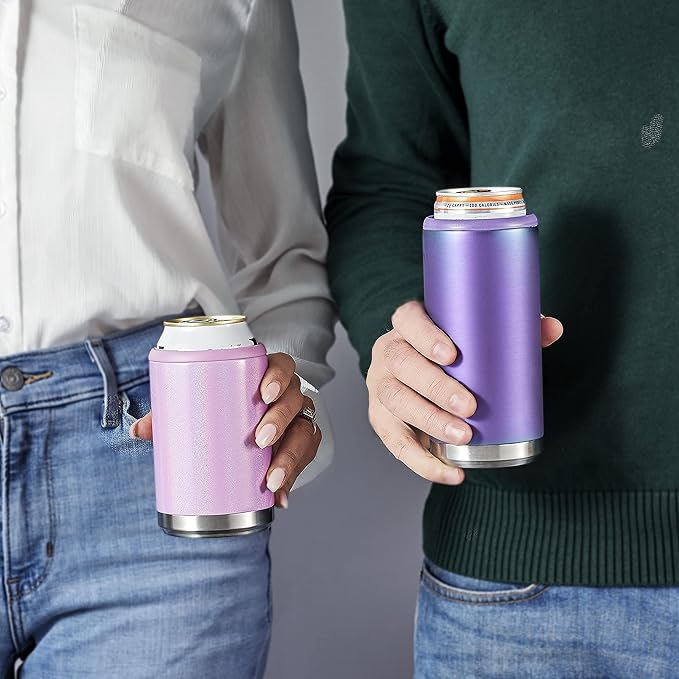 Maars Standard Can Cooler for Beer Soda Stainless Steel 12oz Beverage Sleeve, Double Wall Vacuum Insulated Drink Holder - Moonrock Glitter