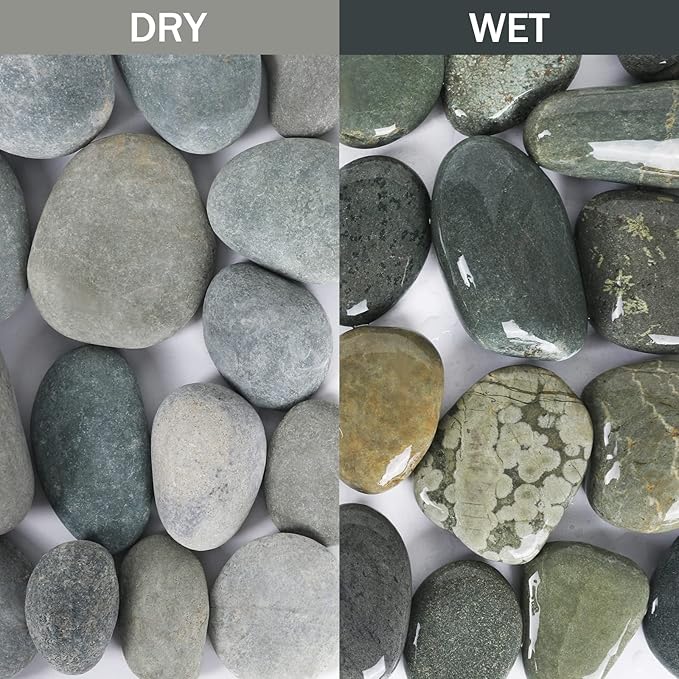 Stones Pebbles River Rocks, 100 Natural Hand-Picked Premium Decorative Pebbles, Ideal for Garden Landscaping, Home Decor, Aquariums, Painting, Crafting and Gifts, Green