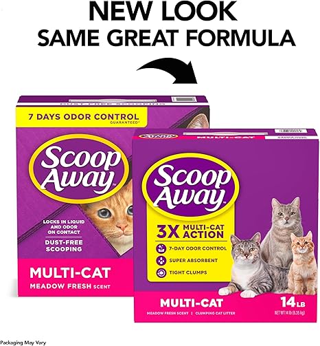Scoop Away Multi-Cat Clumping Cat Litter, Scented, 14 Pounds (Package May Vary)