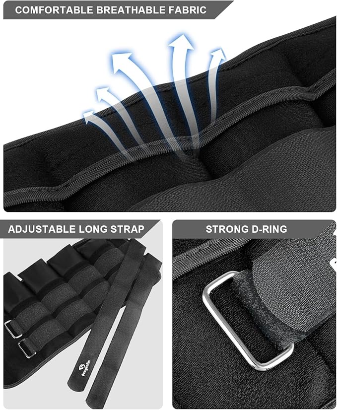 Fragraim Adjustable Ankle Weights Pair with Removable Weight for Jogging, Gymnastics, Aerobics, Physical Therapy