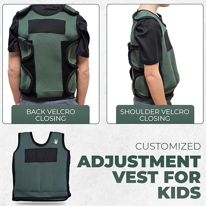 Weighted Vest For Kids - Adjustable Compression Vest With Six Removable Weights Included - Breathable Snug Fit Design