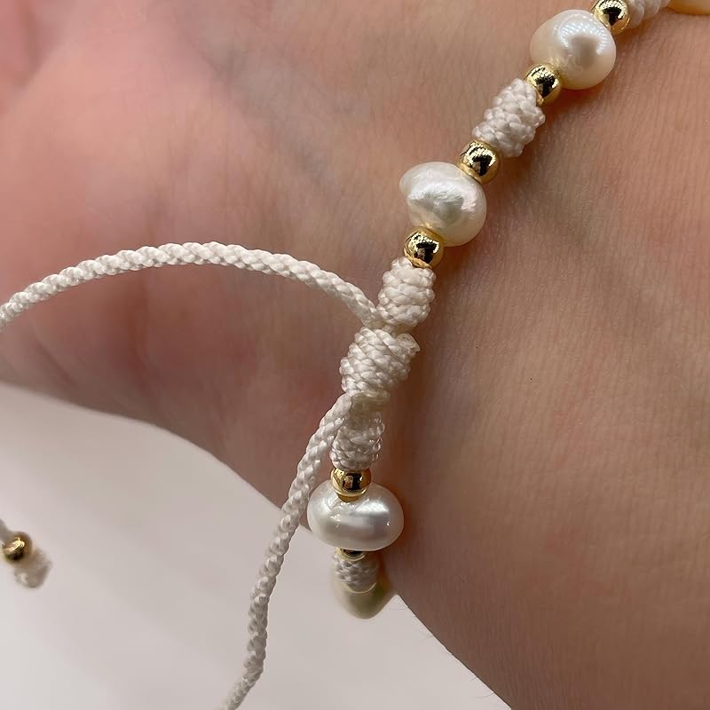 St Michael Archangel Pendant Medal on Adjustable Ivory Cord and Freshwater Pearls Wrist Adjustable Bracelet (Ivory)