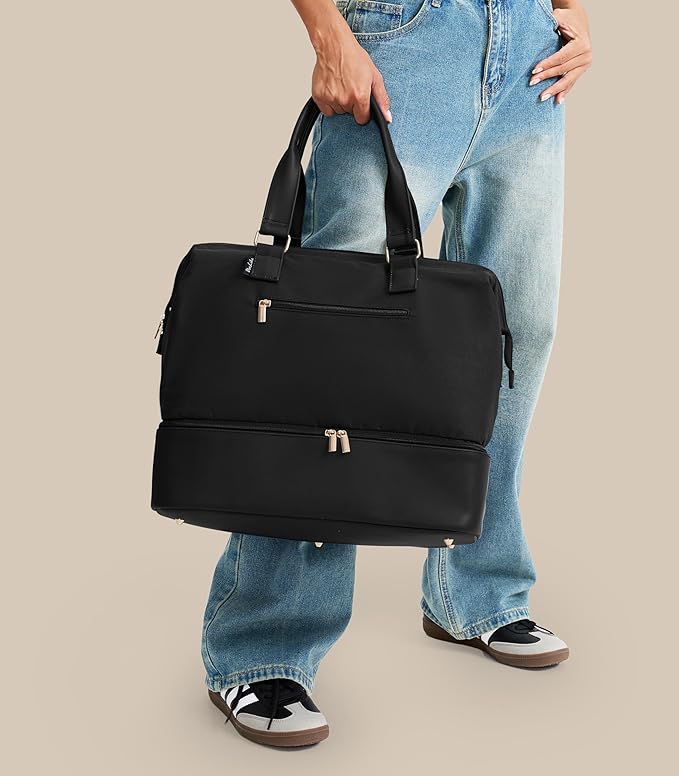 Weekender Bags for Women, Large Travel Duffel Bag with Shoes Compartment, Carry On Overnight Tote Bags with Toiletry Bags, Gym Duffel Bags with Wet Pocket, Hospital Bags for Labor and Delivery