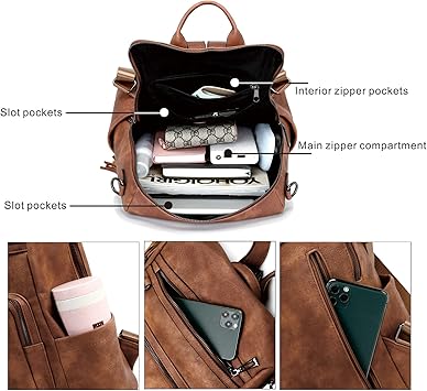 OPAGE Leather Backpack Purse for Women Fashion Tassel Ladies Shoulder Bags Designer Large Backpack Travel Bag