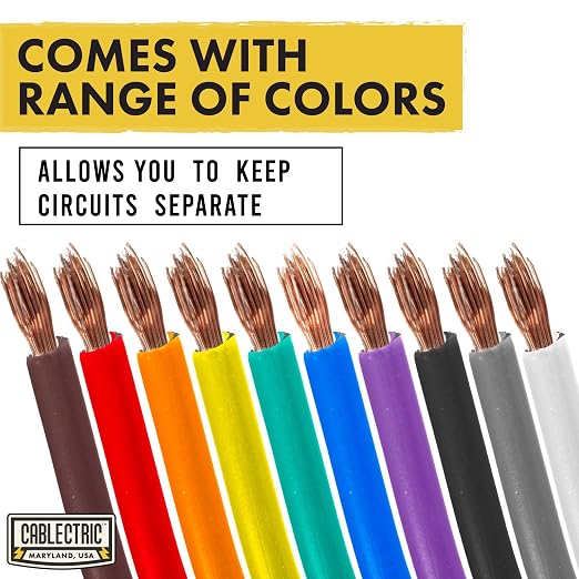 Cablectric 12 Gauge Copper Clad Aluminum Primary Wire Single Roll- 100 Ft of Wire- Black 1pc