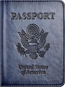 Passport and Vaccine Card Holder Combo, Passport Holder with Vaccine Card Slot, Passport Wallet, Passport Cover, Passport Case, Passport Holder for Women and Men(AB-Dark blue)
