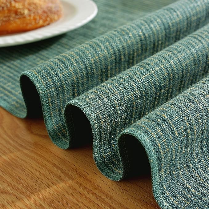 Laolitou Christmas Table Runner with Tassels, Boho Farmhouse Rustic Table Runners 72 Inches Long for Holiday Party, Wedding and Dining Table Decor, 13x72 Inches, Dark Green