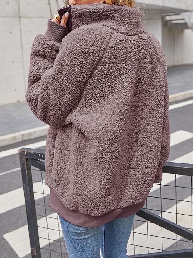 MEROKEETY Women's 2025 Winter Long Sleeve Button Sherpa Jacket Coat Pockets Warm Fleece