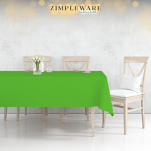 ZIMPLEWARE Premium Lime Green Plastic Table Cloth Disposable (6 Pk) Plastic Tablecloths for Rectangle Tables (54in x 108in) Party Table Cloths Disposable for 6ft to 8ft Rectangle Tables