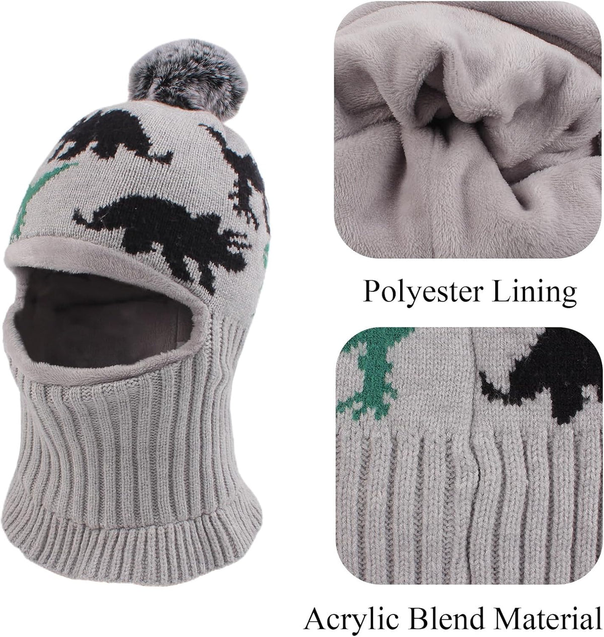 Winter Baby Knitted Hat Scarf Kids Boys Girls Hood Hats Toddler Earflap Beanie with Pompom