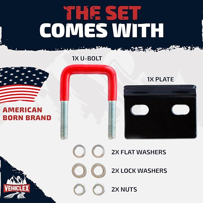 Vehiclex Anti-Rattle Hitch Tightener Clamp for 1.25" to 2" Receivers - Galvanized Heavy-Duty Stabilizer with 0.44" U-Bolt, Rust-Proof for Trailers Trucks