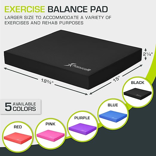 ProsourceFit Exercise Balance Pad Non-Slip Cushioned Foam Mat & Knee Pad for Fitness and Stability Training, Yoga, Physical Therapy 15.5�x12.75�