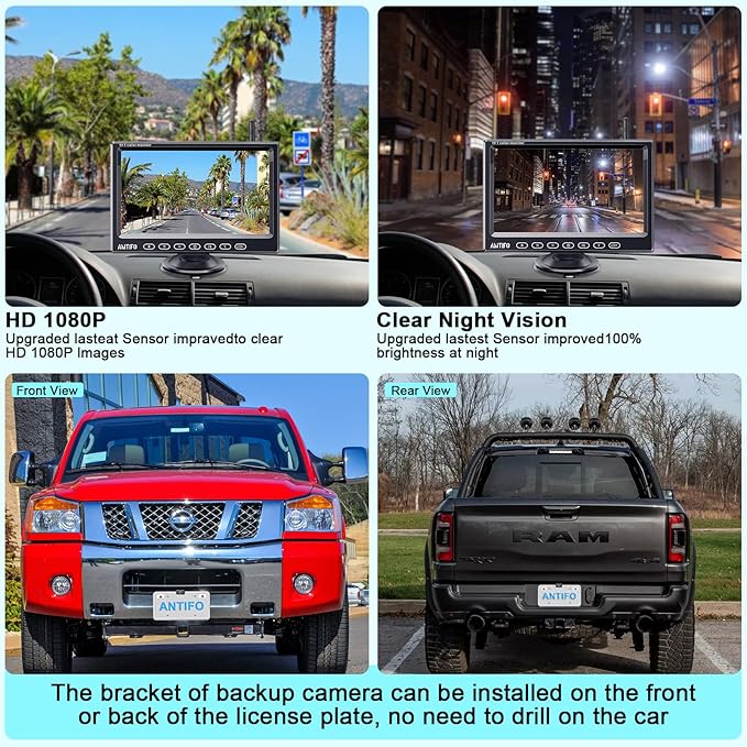 Wireless Backup Camera for Truck Car : 7-Inch Touch Key Monitor Plug
