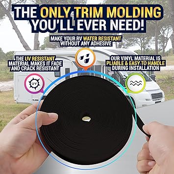 LATCH.IT Trim Molding Insert 78" (Black) 100 RV Molding Exterior UVResistant UltraDurable Vinyl RV Trim Weatherproof Flexible