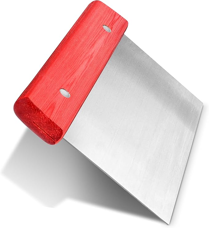 Stock Your Home Kitchen Bench Scraper, 6 Inch Multi-Purpose Dough Cutter, Metal Griddle Scraper, Pastry Knife or Chopper, with Easy Grip Handle Stainless Steel Blade