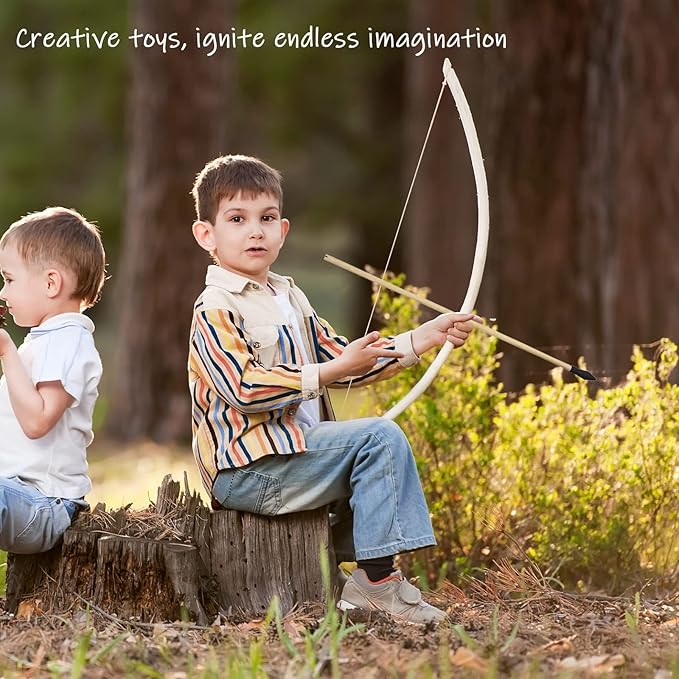 20 Pcs Wooden Arrows Soft Rubber Tips, 17 Inch Handmade Wooden Toy Arrow for Kids and Beginners, Archery Bows Outdoor Play Cosplay Costume Decoration