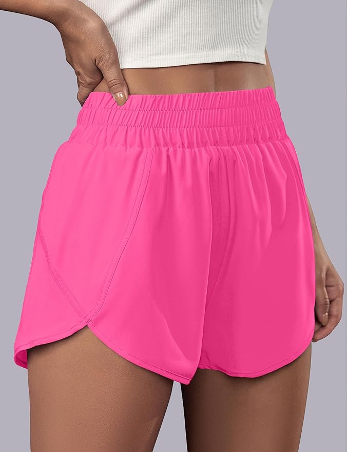 BMJL Women's Running Shorts Elastic High Waisted with Pockets, 2.5" Sporty Workout Quick Dry Athletic Shorts