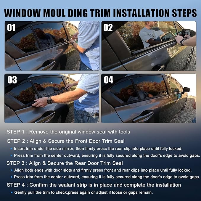 Window Molding Trim Seal for 2009-2012 Toyota Rav4,Black Outer Door Weather Strip Window Seal Belt,Replace#75710-0R020 75720-0R020 75730-0R020 75740-0R020