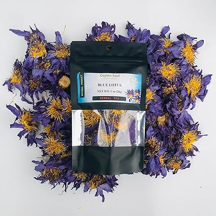 Ceylon Soul Blue Lotus Flowers, Dried Loose Leaf Whole Flowers for Herbal Tea 1oz
