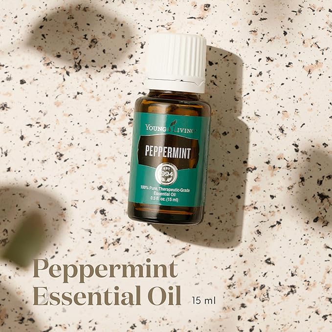 Young Living Peppermint Essential Oil 15ml - Invigorating Aroma and a Cooling Sensation, Fatigued Muscles - Supports Gastrointestinal System Comfort, Fresh, Minty Flavor to Foods