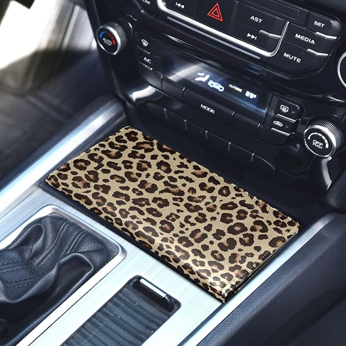 Leopard Print Car Registration and Insurance Card Holder, Leather Glove Box Organizer, Multi-color Car Registration Holder for Women Men