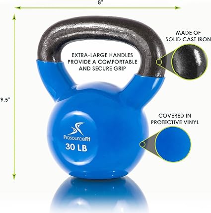 ProsourceFit Vinyl Coated Cast Iron Kettlebells for Full Body Fitness Workouts